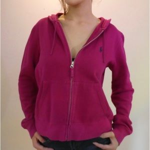 Dark pink Ralph Lauren zip up hoodie